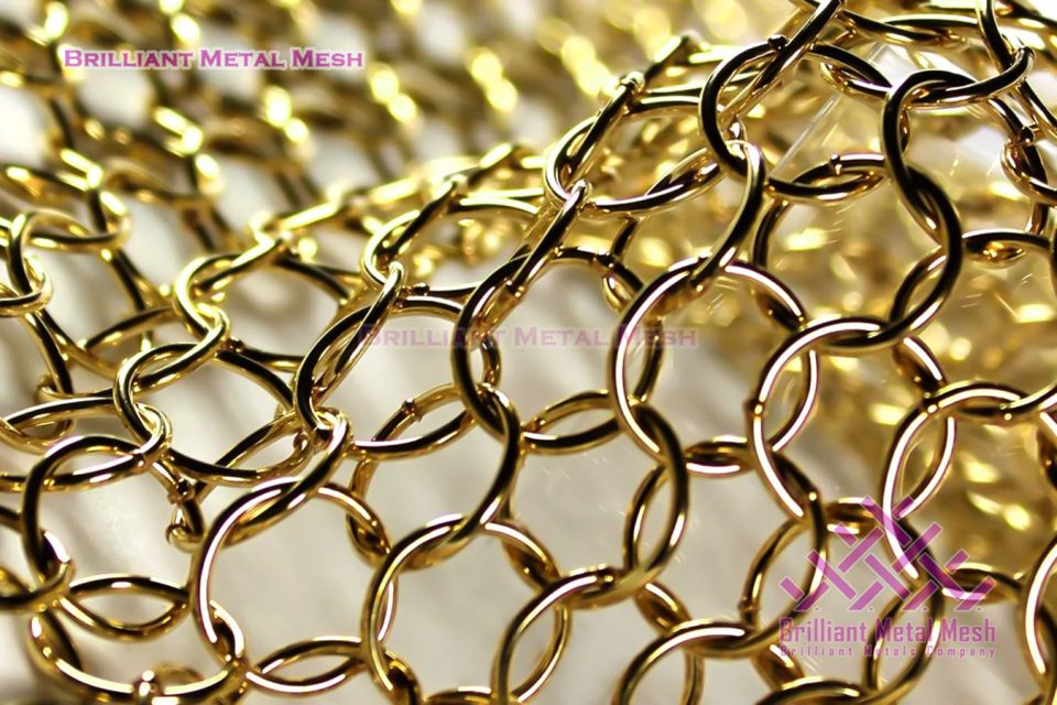 Bronze Brass Stainless Steel Ring Mesh Door Curtain Chainmail Curtain Fireplace